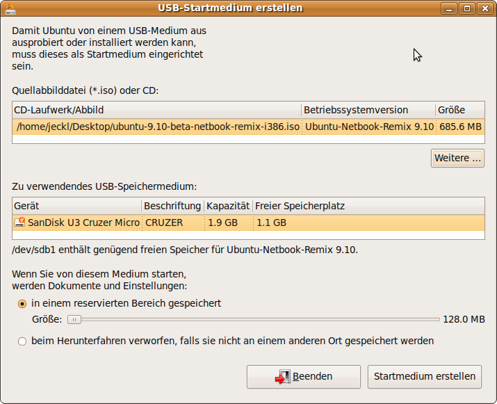 Ubuntu 9.10 Karmic Koala - USB-Startmedium erstellen 2 Ubuntu 9.10 Karmic Koala - USB-Startmedium erstellen 2